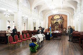 A Farewell Ceremony For Late Ukrainian Serviceman Matisyahu (Anton) Samborskiy At The Central Synagogue In Kyiv