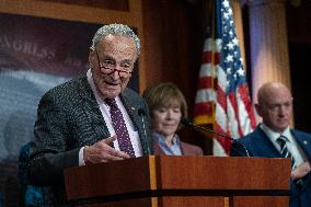 Schumer Holds A Press Conference On Project 2025 - Washington