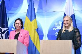 Foreign Minister of Sweden Maria Malmer Stenergard visits in Finland