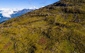 Aerial View Of The First Timbung Pokhari Trail Run Competition In Taplejung, Nepal.