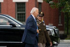 President Joe Biden boards Marine One at Fort Lesley J. McNair