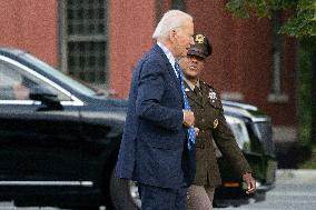 President Joe Biden boards Marine One at Fort Lesley J. McNair