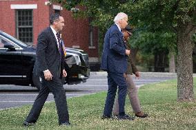 President Joe Biden boards Marine One at Fort Lesley J. McNair