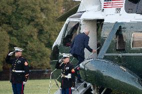 President Joe Biden boards Marine One at Fort Lesley J. McNair