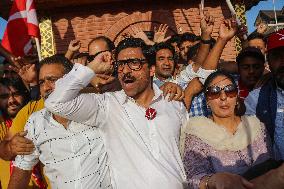 Jammu And Kashmir National Conference Party's Candidate Ahsan Pardesi Road Show For The Upcoming Assembly Elections In Kashmir