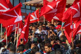 Jammu And Kashmir National Conference Party's Candidate Ahsan Pardesi Road Show For The Upcoming Assembly Elections In Kashmir