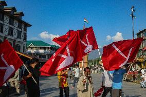 Jammu And Kashmir National Conference Party's Candidate Ahsan Pardesi Road Show For The Upcoming Assembly Elections In Kashmir