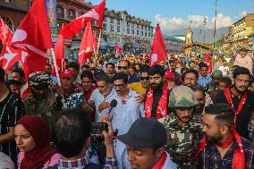 Jammu And Kashmir National Conference Party's Candidate Ahsan Pardesi Road Show For The Upcoming Assembly Elections In Kashmir