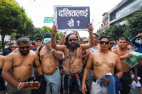 Dalit Right Activists Hold "shirtless" Demonstration In Nepal