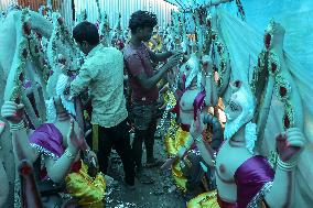 Preparing The Idols Of Vishwokarma Baba In Nepal.