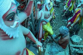 Preparing The Idols Of Vishwokarma Baba In Nepal.