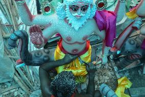 Preparing The Idols Of Vishwokarma Baba In Nepal.