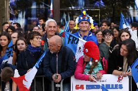 SL - Emmanuel et Brigitte Macron lors de la parade des champions à l'occasion des Jeux Olympiques et Paralympiques Paris 2024, s