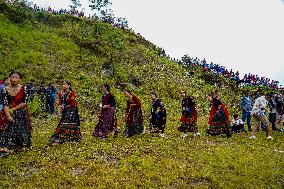 The Nepalese Community Celebrating The Dhan Ropai Festival In Panchthar, Nepal.