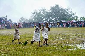 The Nepalese Community Celebrating The Dhan Ropai Festival In Panchthar, Nepal.