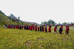 The Nepalese Community Celebrating The Dhan Ropai Festival In Panchthar, Nepal.