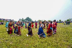 The Nepalese Community Celebrating The Dhan Ropai Festival In Panchthar, Nepal.