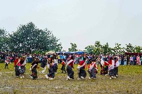 The Nepalese Community Celebrating The Dhan Ropai Festival In Panchthar, Nepal.