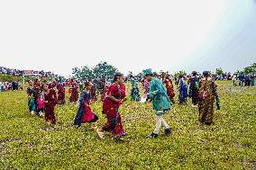 The Nepalese Community Celebrating The Dhan Ropai Festival In Panchthar, Nepal.