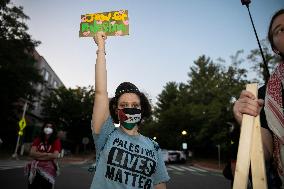 Protesters Rally At Israeli Embassy After Deadly Strike On Gaza Humanitarian Zone