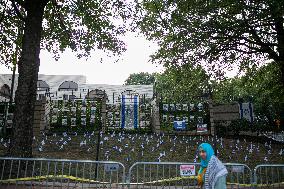 Protesters Rally At Israeli Embassy After Deadly Strike On Gaza Humanitarian Zone