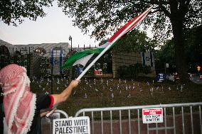 Protesters Rally At Israeli Embassy After Deadly Strike On Gaza Humanitarian Zone