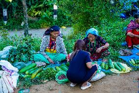 Local Vegetable Weekly Street Market In Phidim, Nepal.