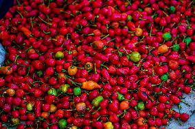 Local Vegetable Weekly Street Market In Phidim, Nepal.