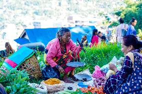 Local Vegetable Weekly Street Market In Phidim, Nepal.