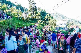 Local Vegetable Weekly Street Market In Phidim, Nepal.