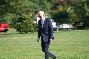 President Biden Returns To The White House From Delaware On September 14, 2024.