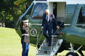 President Biden Returns To The White House From Delaware On September 14, 2024.