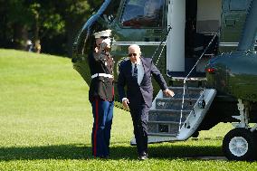 President Biden Returns To The White House From Delaware On September 14, 2024.