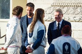 Parade Of French Athletes - Rekindling Of The Flame - Paris