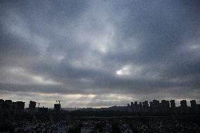 Clouds Gather Over Nanjing Affected By Typhoon Bebika