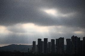 Clouds Gather Over Nanjing Affected By Typhoon Bebika