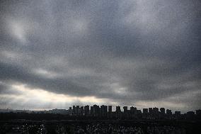 Clouds Gather Over Nanjing Affected By Typhoon Bebika