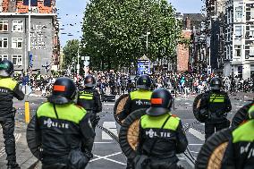 Hundreds Of Ajax Supporters Clash With Police - Amsterdam