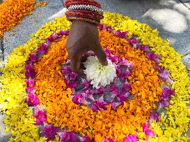 Flower Rangoli During The Onam Festival In Canada