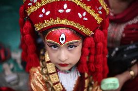 Kumari Puja In Kathmandu, Nepal.