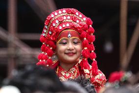 Kumari Puja In Kathmandu, Nepal.