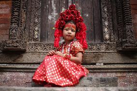 Kumari Puja In Kathmandu, Nepal.