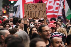 Protest Against Fires And The Climate Situation In São Paulo