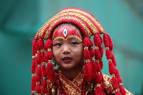 Kumari Puja In Kathmandu, Nepal.