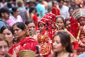 Kumari Puja In Kathmandu, Nepal.