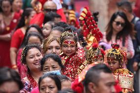 Kumari Puja In Kathmandu, Nepal.