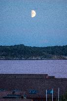 First Quarter Moon In Kristiansand, Norway