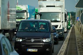 Trucks Line Up At Polish-German Border