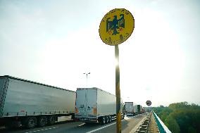 Trucks Line Up At Polish-German Border