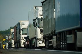 Trucks Line Up At Polish-German Border